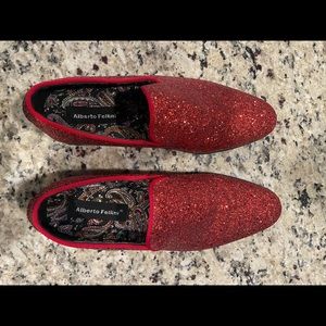 Men’s Red Glitter slip on loafers